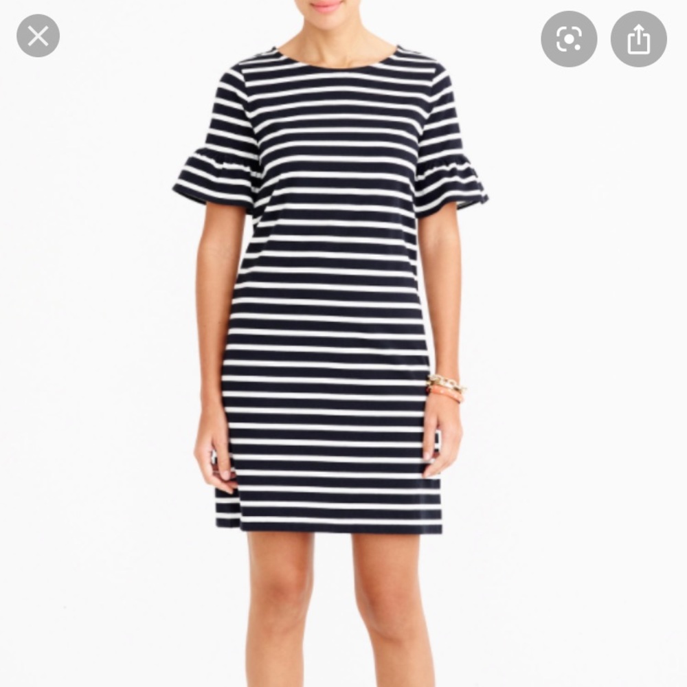 NWT J. Crew Factory Stripe Ruffle Sleeve Dress